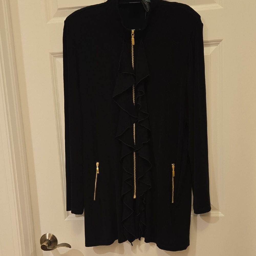 Travelers Black Ruffle Jacket Chico' Sz 3